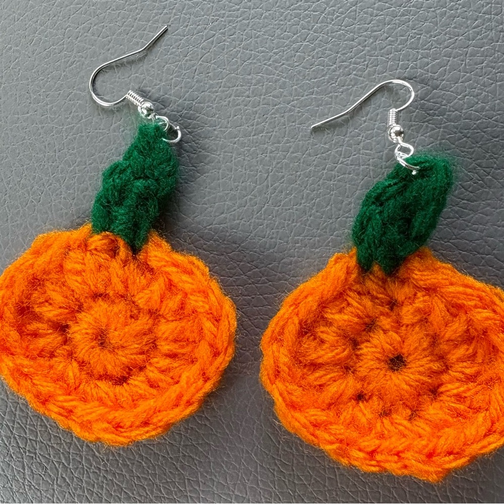 Handmade Orange Crochet Earrings